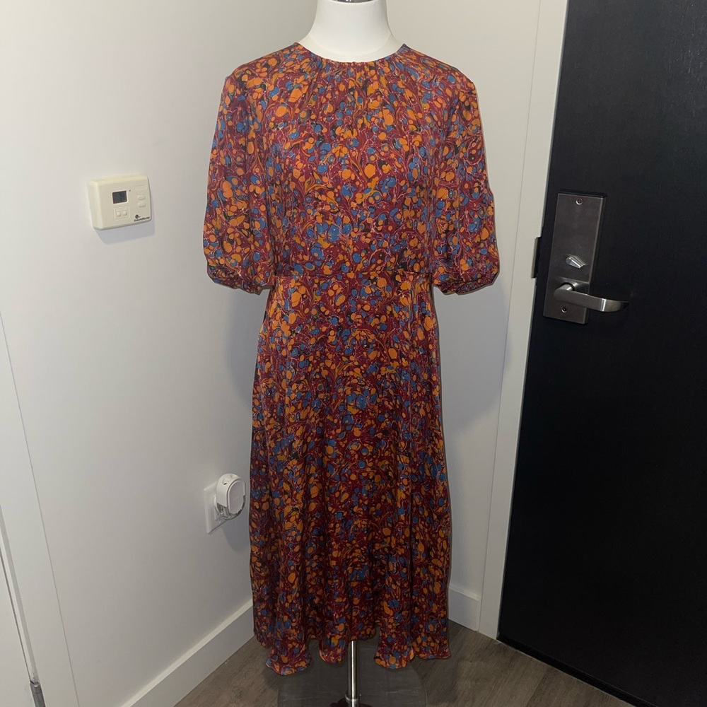 LK BENNETT SOULI RUST SILK DRESS